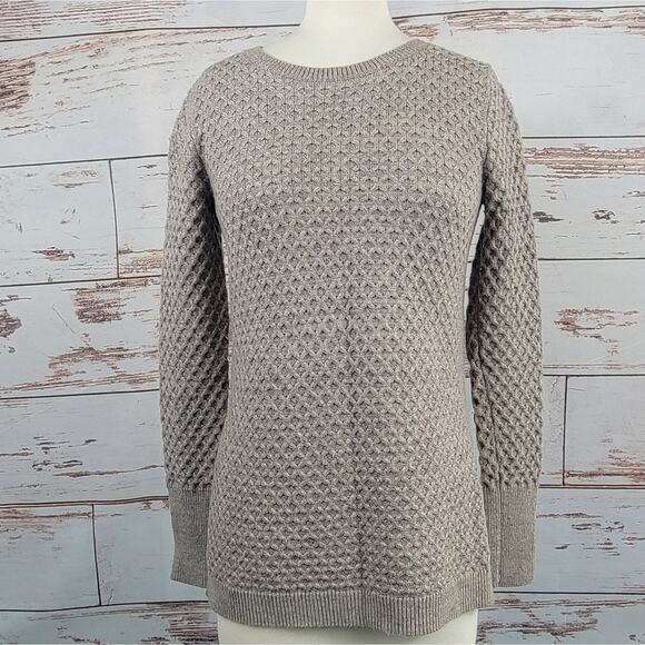 Athleta Honeycomb Sweater Tunic Oatmeal Heather Merino Blend Size XXS - Picture 1 of 9